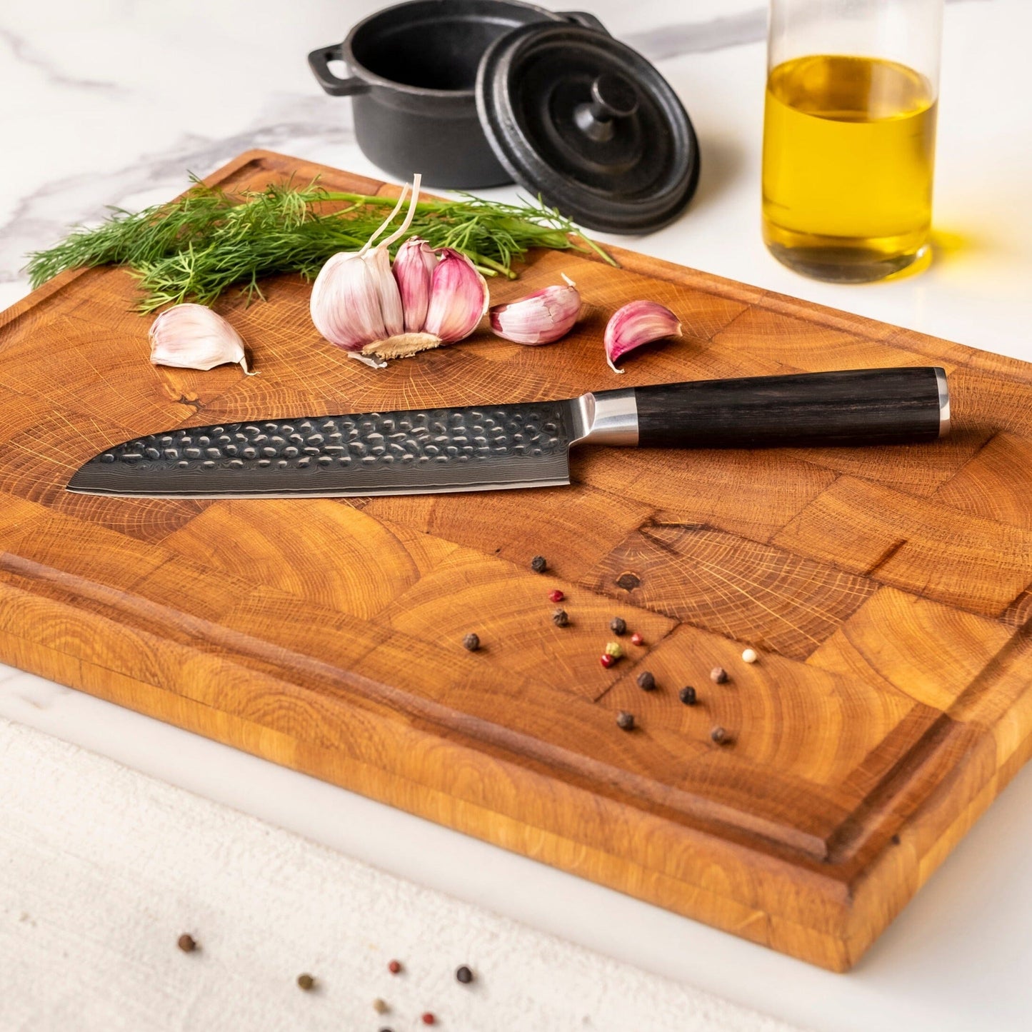 Shinrai Knives - Hammered Damast BR 7-delige Messenset Messenset Shinrai Knives 