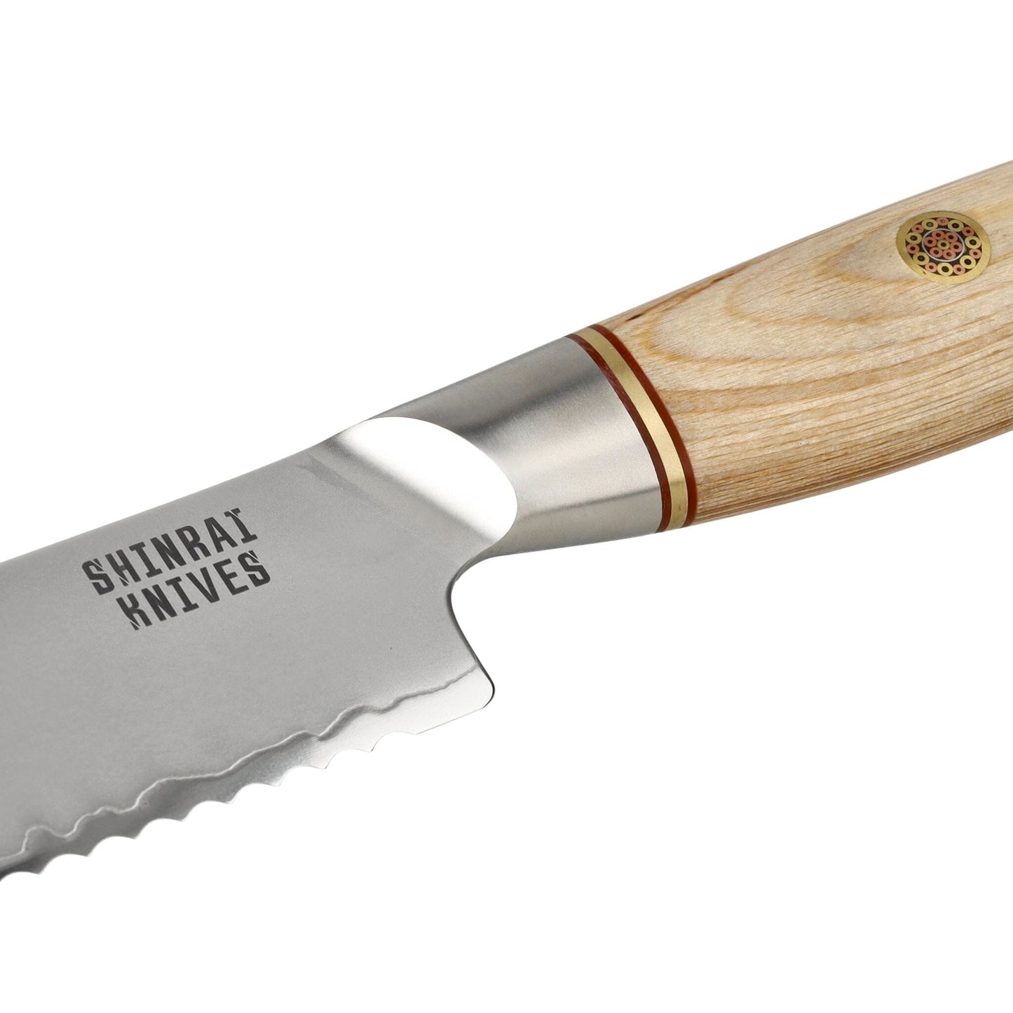 Couteaux Shinrai - Ensemble 4 pièces Hikari Damascus - Couteau de chef + Santoku + Couteau à pain + Couteau d'office Shinrai Knives Knife Set
