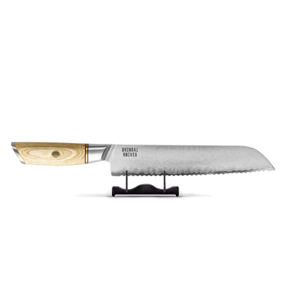 Couteaux Shinrai - Ensemble 4 pièces Hikari Damascus - Couteau de chef + Santoku + Couteau à pain + Couteau d'office Shinrai Knives Knife Set