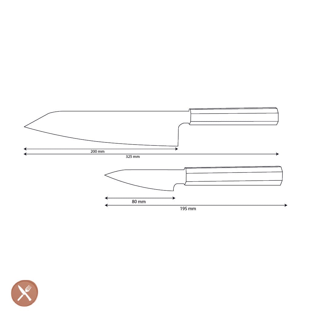 Couteaux Shinrai - Coffret exclusif Kigami en acier damassé (2 pièces) - Kiritsuke + Couteau d'office