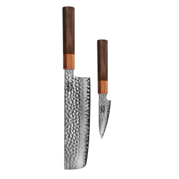 Couteaux Shinrai - Ensemble 2 pièces Damas exclusif Kigami - Nakiri + Couteau d'office Ensemble de couteaux Couteaux Shinrai