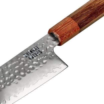 Shinrai Knives - Kigami Exclusive Damascus 5 pièces - Couteau de chef + Couteau à pain + Nakiri + Santoku + Couteau d'office Set de couteaux Shinrai Knives