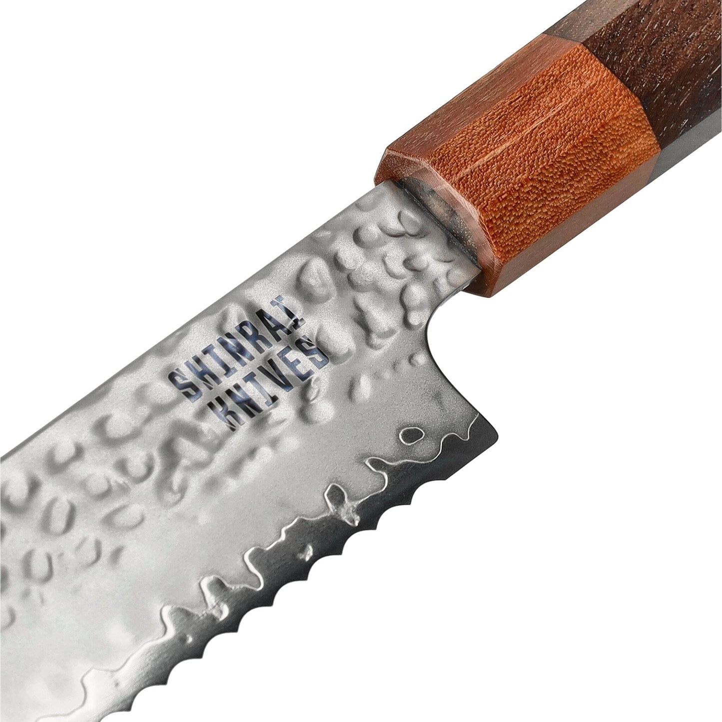 Shinrai Knives - Kigami Exclusive Damascus 5 pièces - Couteau de chef + Couteau à pain + Nakiri + Santoku + Couteau d'office Set de couteaux Shinrai Knives