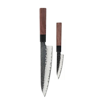 Couteaux Shinrai - Ensemble de couteaux damas Kurayami 2 pièces - Couteau de chef + couteau d'office Ensemble de couteaux Shinrai Knives