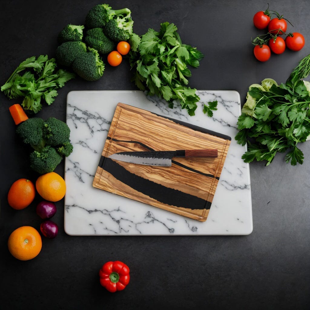 Shinrai Knives - Kurayami 5-delige Damascus Messenset - Koksmes + Broodmes + Nakiri + Santoku + Schilmes Messenset Shinrai Knives 
