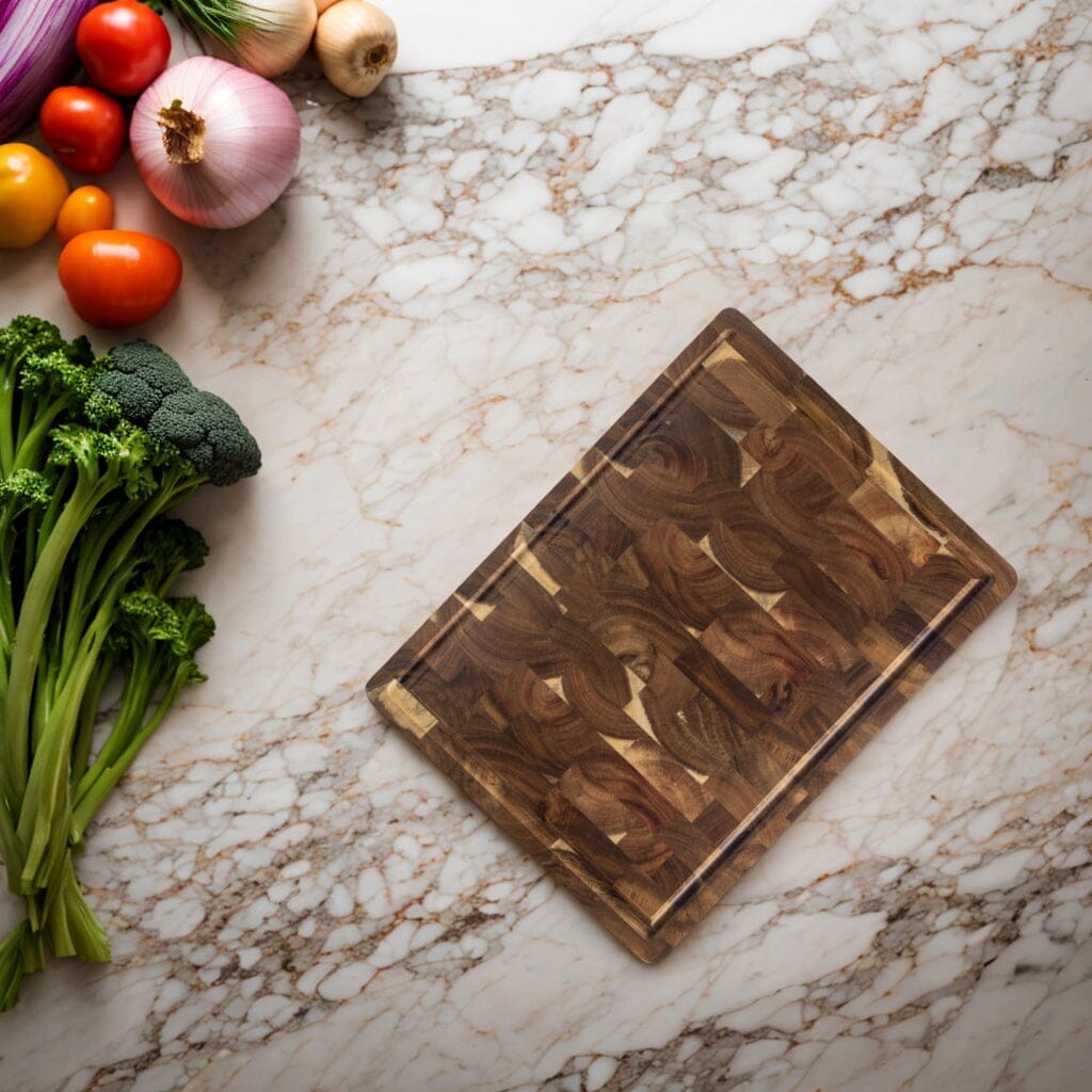 Shinrai Knives - Luxe Snijplank Acaciahout - Kopshout - 41 x 30 x 4.5 cm Houten snijplank Shinrai Knives 