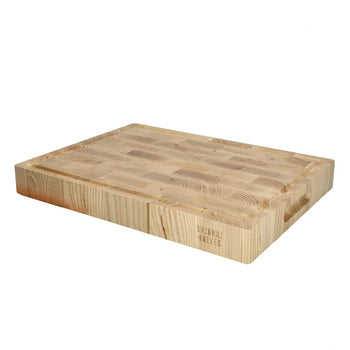 Planche à découper en bois de frêne de luxe Shinrai Knives - Bois de bout - 40 × 30 × 4,5 cm