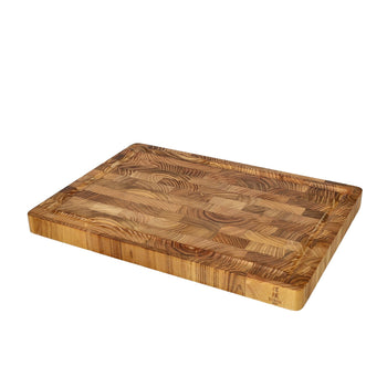 Planche à découper en bois de teck de luxe Shinrai Knives - Bois de bout - 35 × 25 × 2,5 cm