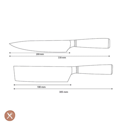 Shinrai Knives - Micarta Jewels 2-delige Damascus Messenset - Koksmes + Nakiri Messenset Shinrai Knives 