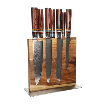 Couteaux Shinrai - Coffret de 7 couteaux Micarta Jewels + Bloc de couteaux double face Cito avec bloc