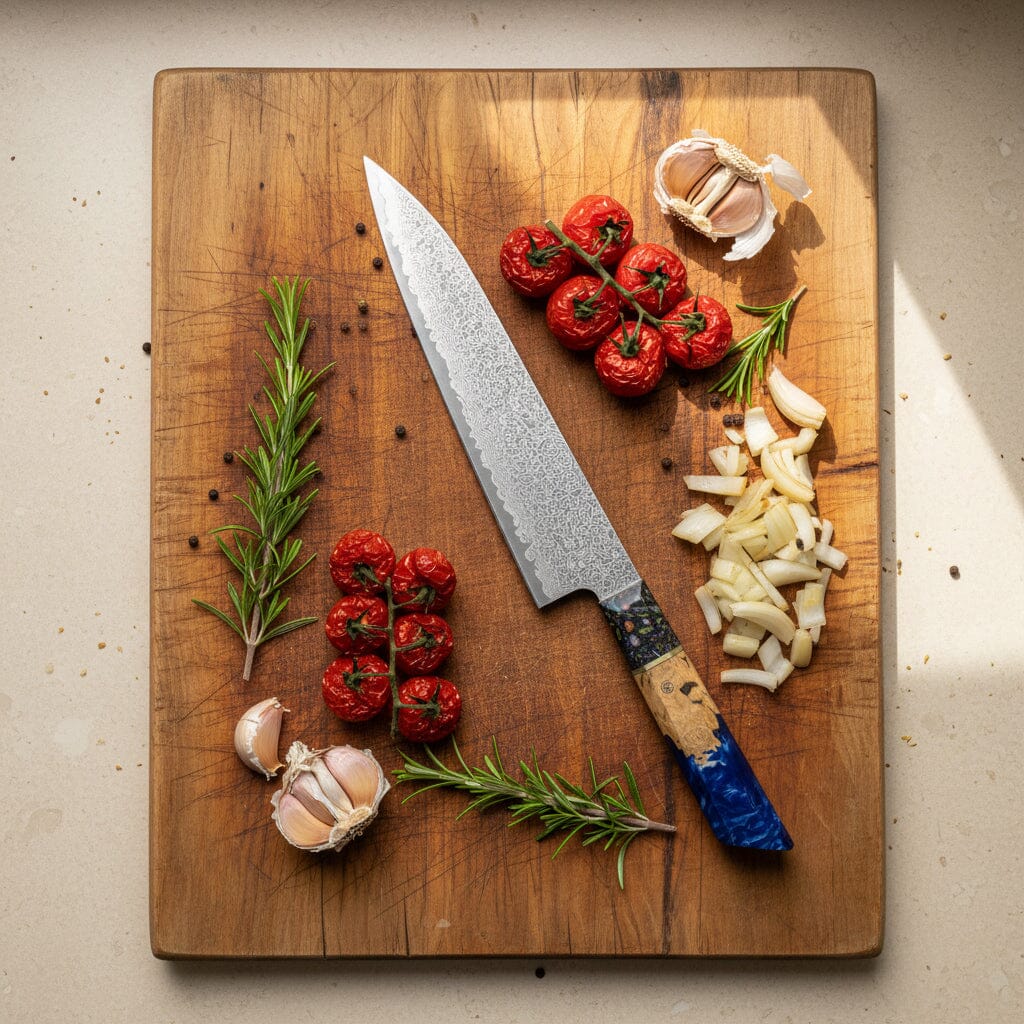 Shinrai Knives - Sapphire Epoxy Jewels Damascus Koksmes 23 cm - Special Edition Koksmes Shinrai Knives 