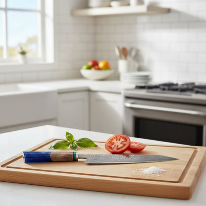 Shinrai Knives - Sapphire Octagon Damascus Kiritsuke 23 cm - Special Edition Kiritsukemes Shinrai Knives 