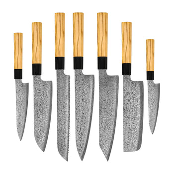 Couteaux Shinrai - Coffret de 7 couteaux damas Takumi Kaza
