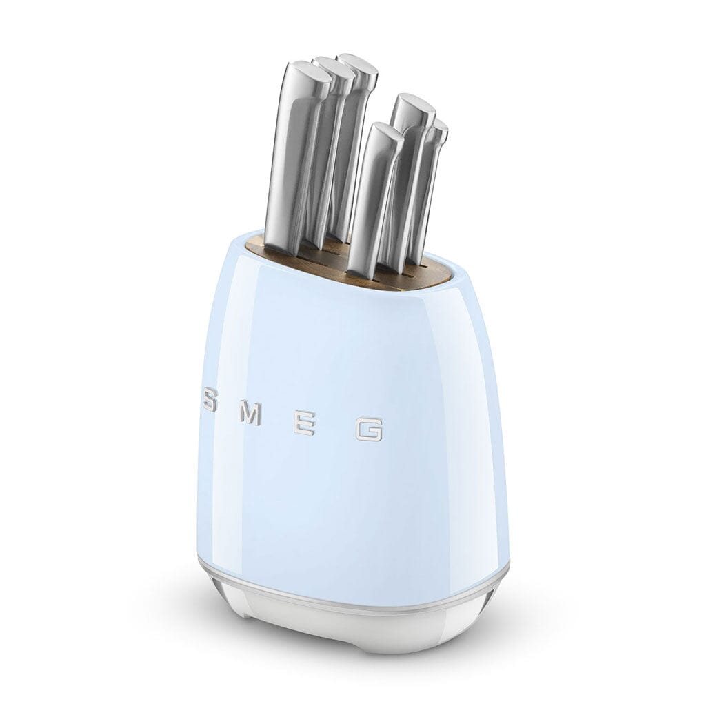 SMEG - Messenblok met 6 messen Pastelblauw Messenset met blok Smeg 