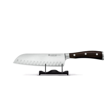 Wusthof - Ikon Santoku met kuiltjes 17 cm - Houten handvat Santokumes Wusthof 