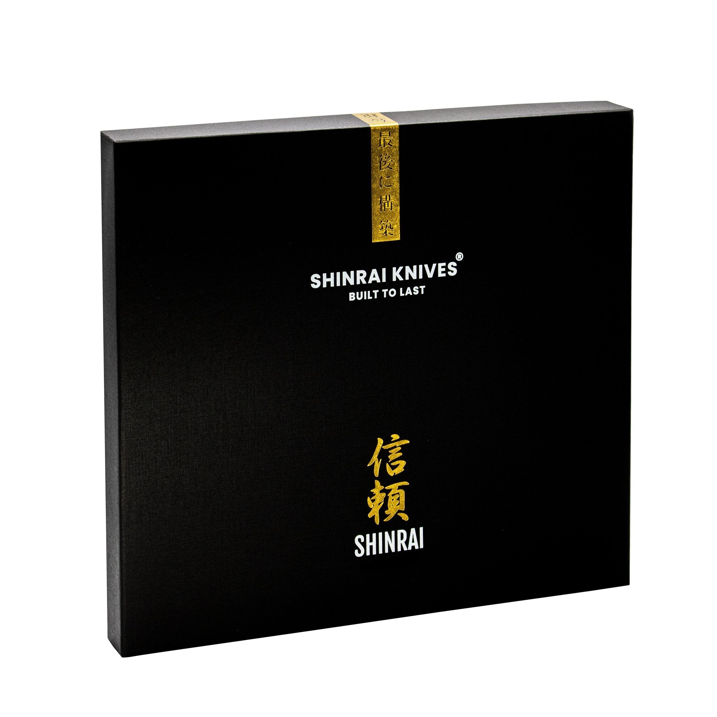 5-delige messenset damascus print + acacia houten messenhouder