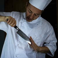 Hammered Damast BR Damascus Santoku 18 cm Keukenmessen Shinrai Japan 